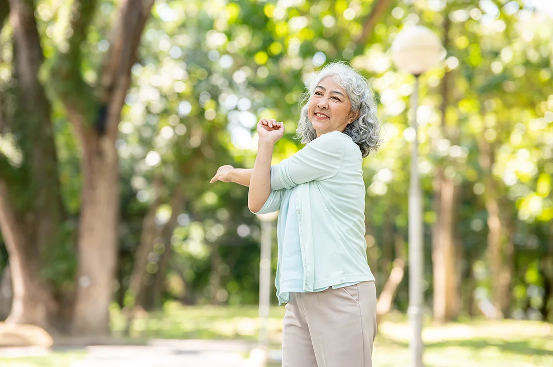 Person performing a low-impact exercise